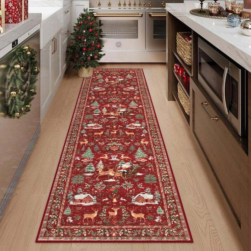 Christmas Runner Rug, Soft Durable Washable Carpet for Indoor Outdoor Use