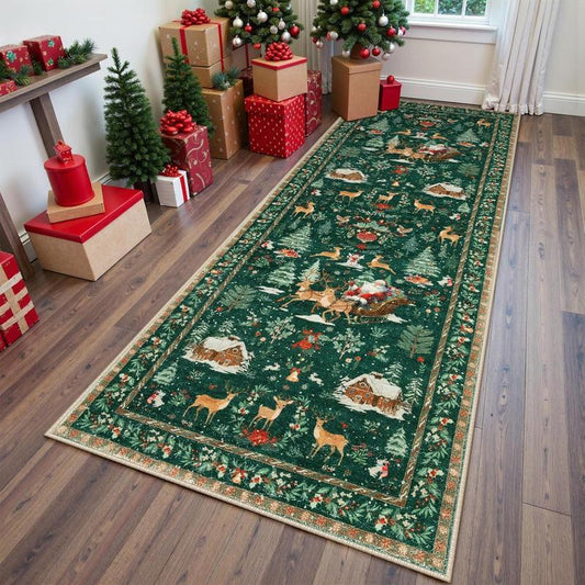 Christmas Runner Rug, Soft Durable Washable Carpet for Indoor Outdoor Use