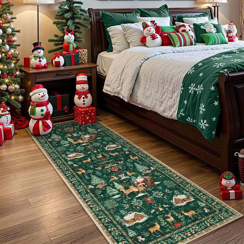 Christmas Runner Rug, Soft Durable Washable Carpet for Indoor Outdoor Use
